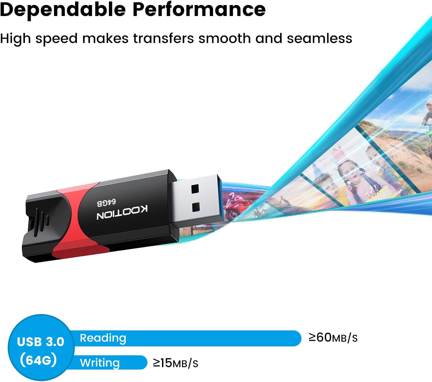 KOOTION 128 GB USB 3.0 Flash Drive Thumb Retractable 128G Zip Drive... - 第 12/39 張圖片