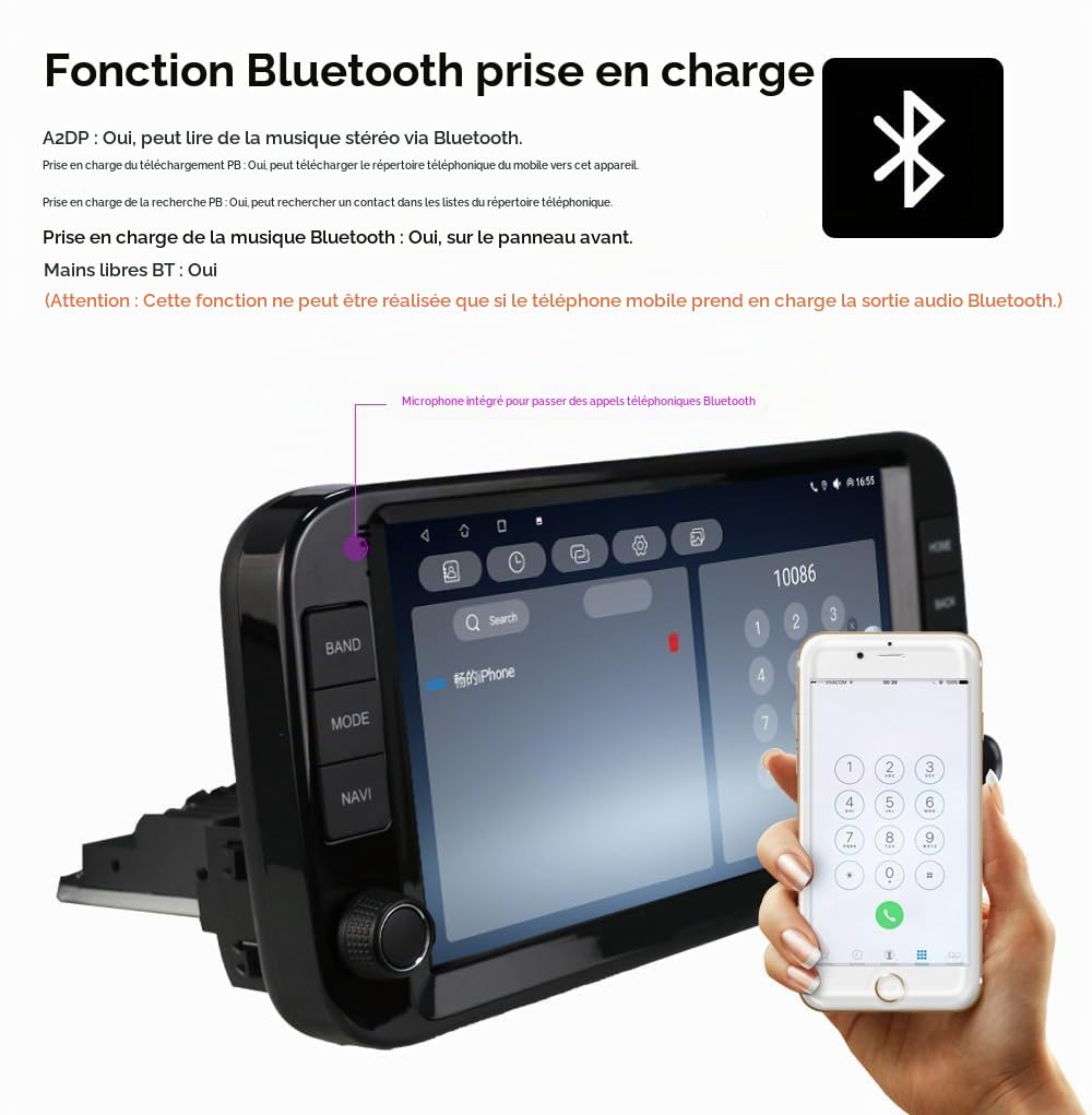 Ossuret Autoradio pour Fiat Panda (2013-2020), 9 Pouces Android 14 écran Tactile 2+32 Go Navigation GPS avec Carplay Android Auto WiFi Bluetooth USB Commande au Volant DSP TPMS OBD2 Dab+