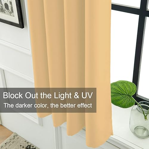 Miniatura 4 de LA PALMA Cortinas opacas con aislamiento térmico y ojales, para sala de estar, dormitorio, paquete de 2 paneles