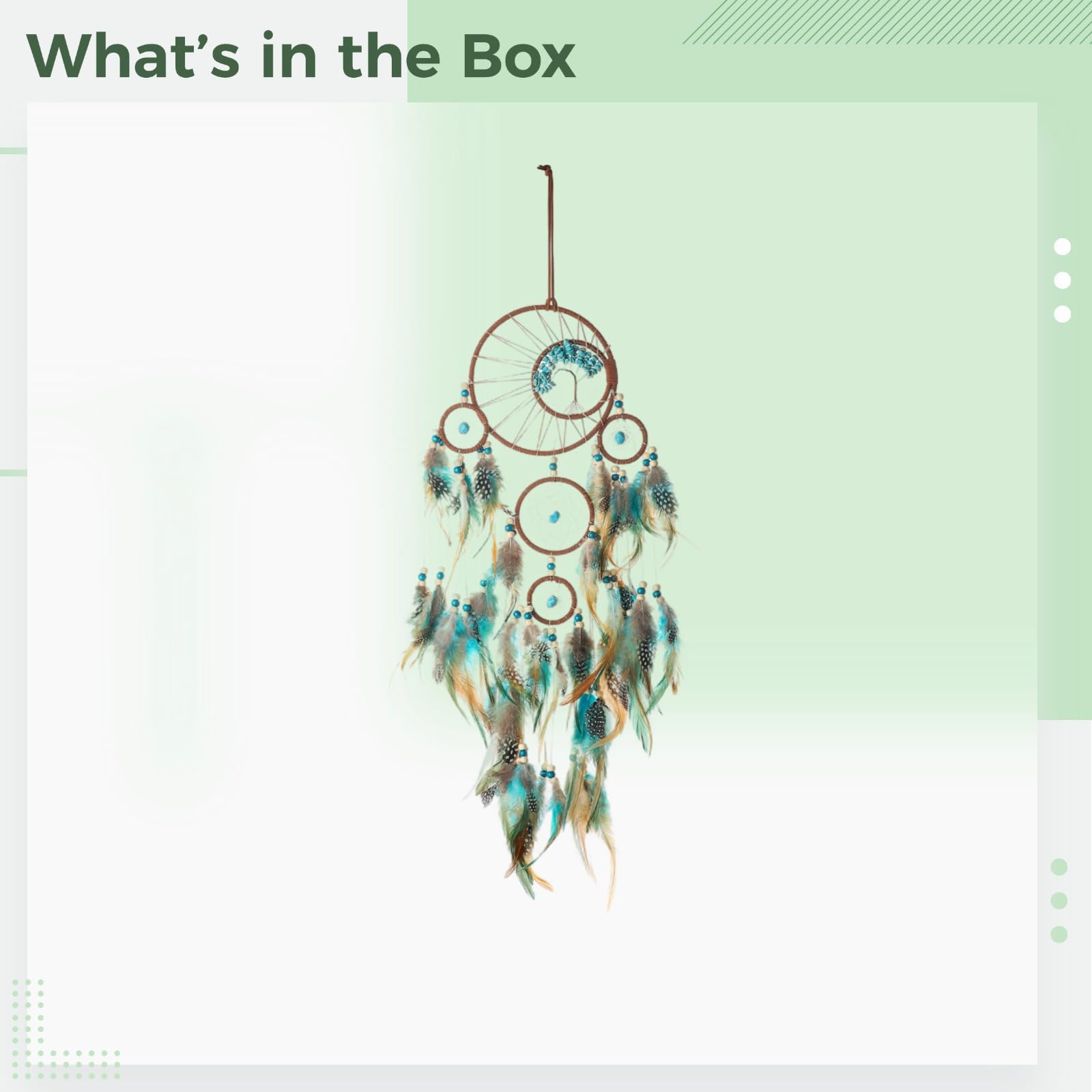 2 STK. Traumfänger Wanddeko, 80 cm Boho-Traumfänger für Schlafzimmer und Erwachsene, blaues Mehrfachring-Design, Mondphasen-Wandbehang mit Federn, dekoratives Geschenk mit mystischem Flair