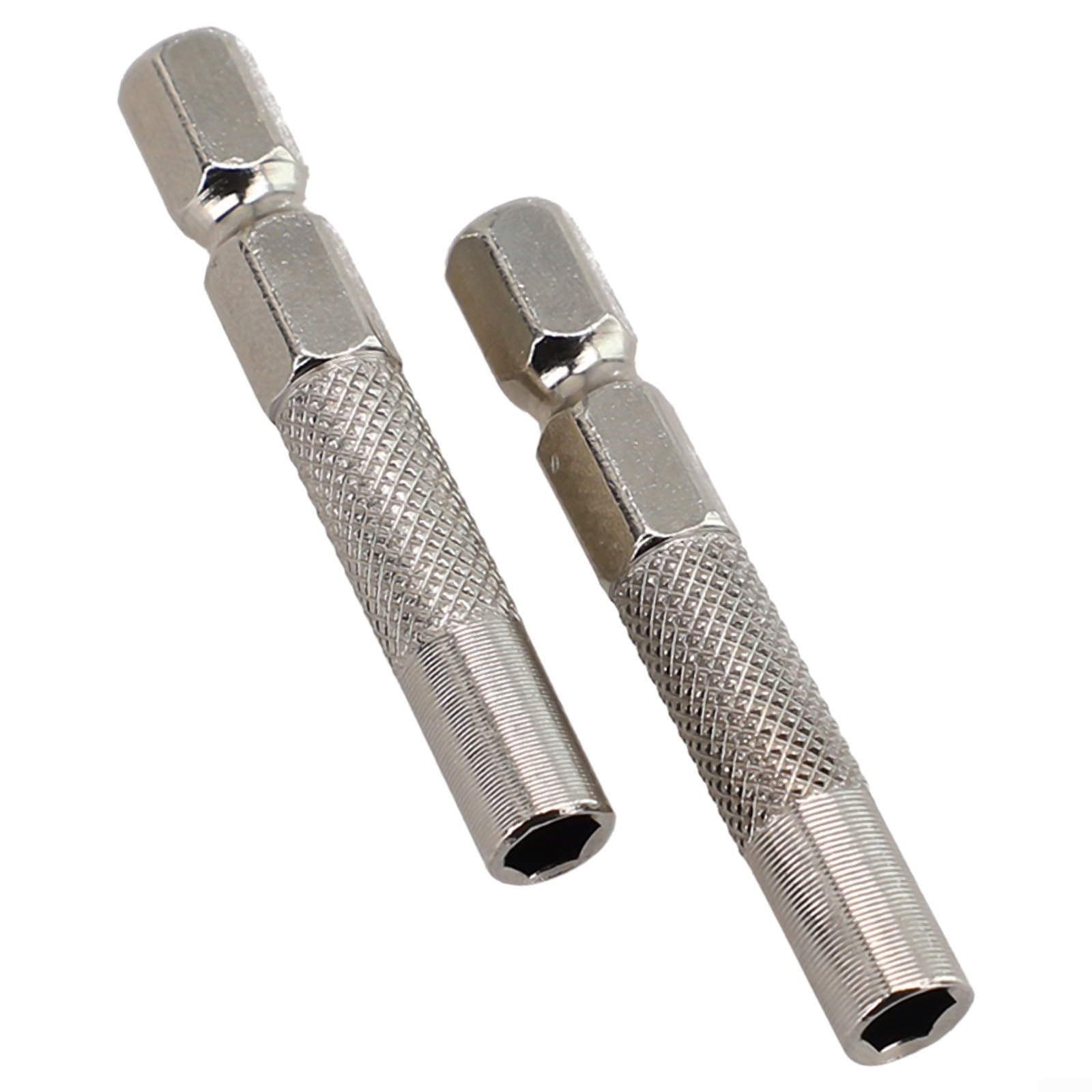 Lot De 2 Adaptateurs Douille 1/4" Vers Tige Hex 6.35 Mm - Acier Chrome Vanadium, 25 Mm