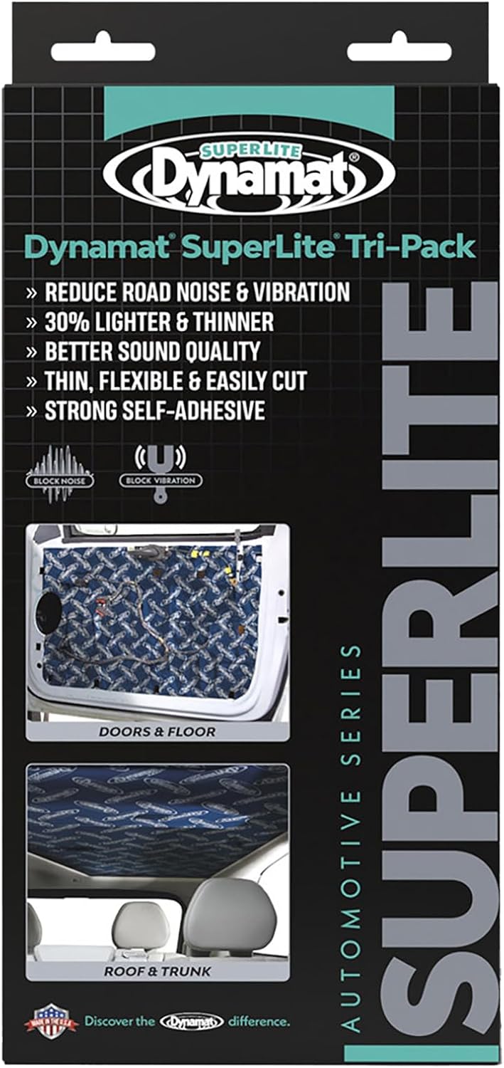 Dynamat 10612 18" x 32" Self-Adhesive Sound Deadener with Superlite Tri-Pack, (Set of 3),Blue – Made in USA