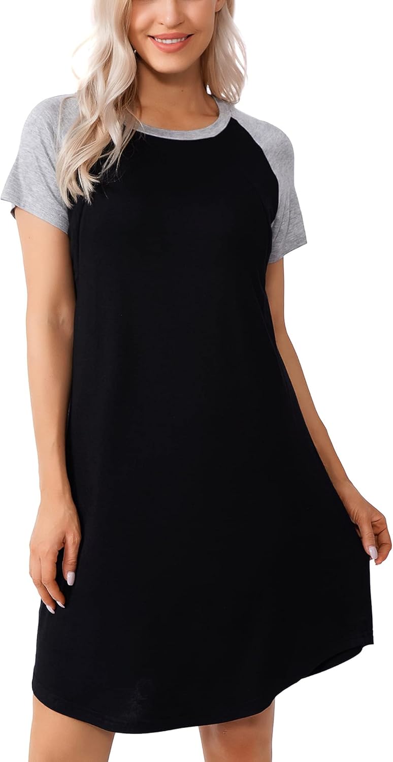 Women Sleepshirts 3 in 1 Labor/Maternity/Nursing Nightgown Short Sleeve Breastfeeding Sleep Dress XS-3XL - Image 3