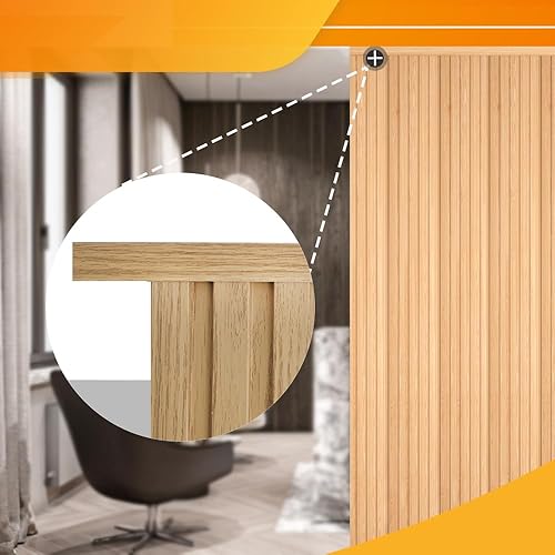 Miniatura 52 de OUZUGIE WPC Paneles de Pared de Lata Acústica, Paquete de 8 Paneles de Pared 3D de 96 x 6 Pulgadas para Decoración de Paredes Interiores, Sala de