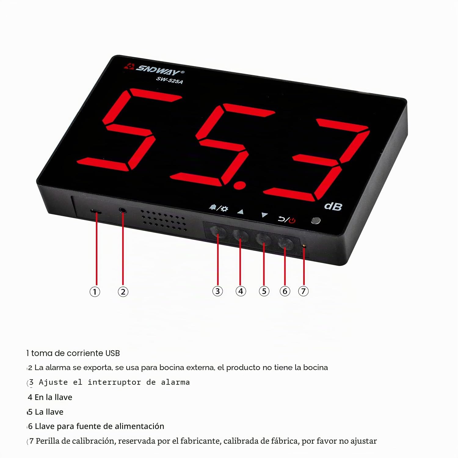 Medidor de decibelios 30 dB de 130 dB, medidor de nivel de sonido para colgar en la pared con luz de fondo, medidor de db con pantalla grande, alarma para áreas públicas/restaurantes/aulas