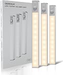Lumières sous cabinet LED Goodea 6 pièces sans fil avec station de charge, Lumière rechargeable à capteur de mouvement de 7’’ intérieure, Lumières de placard dimmables pour armoires, étagères, escaliers, couloir Blanc chaud