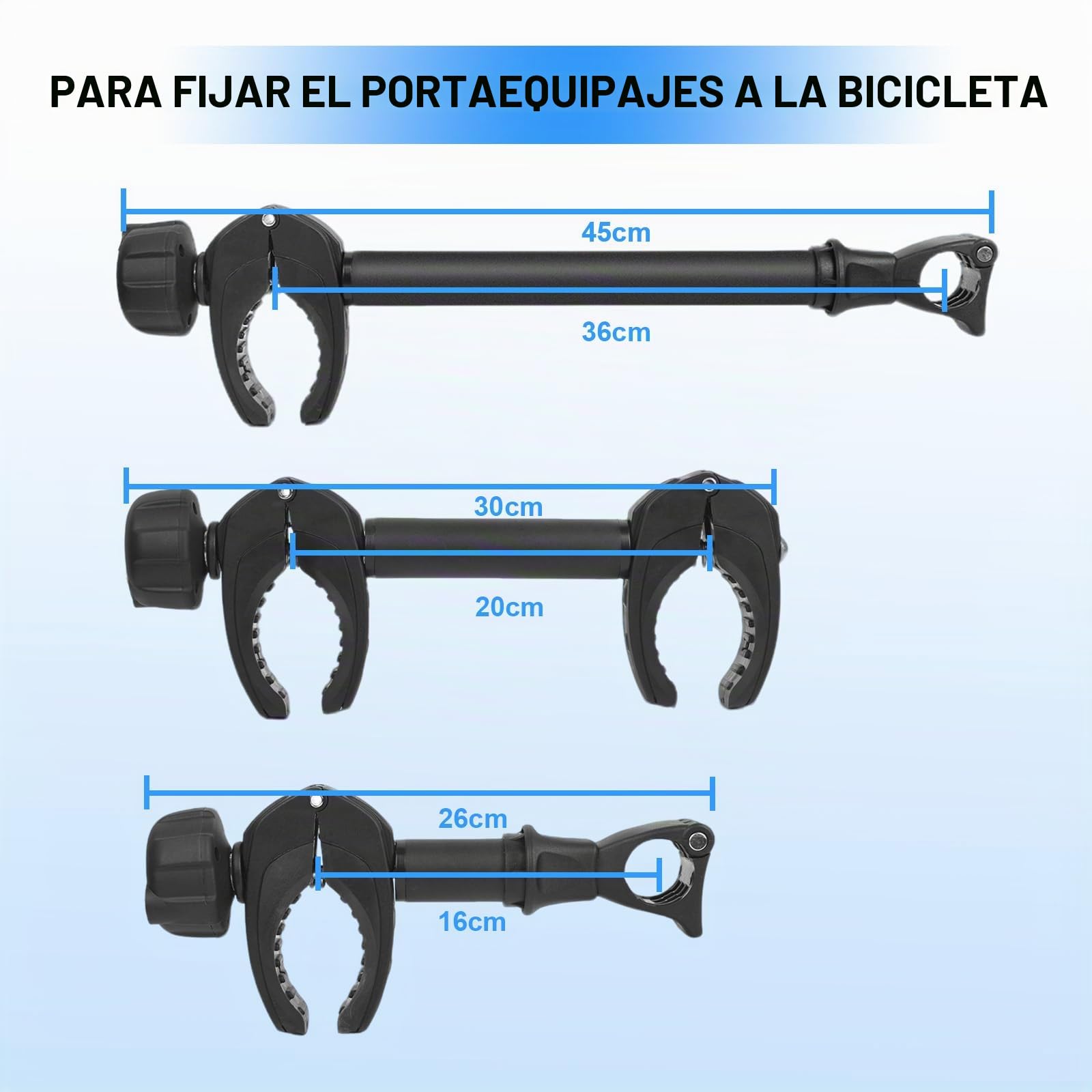 Soporte para cuadro de 3 unidades, Porta Bicicletas Coche, 3 portabicicletas, fijación de abrazadera para autocaravana, con cerradura, para tubo de planchado en U, 25 cm + 32 cm + 45 cm de longitud