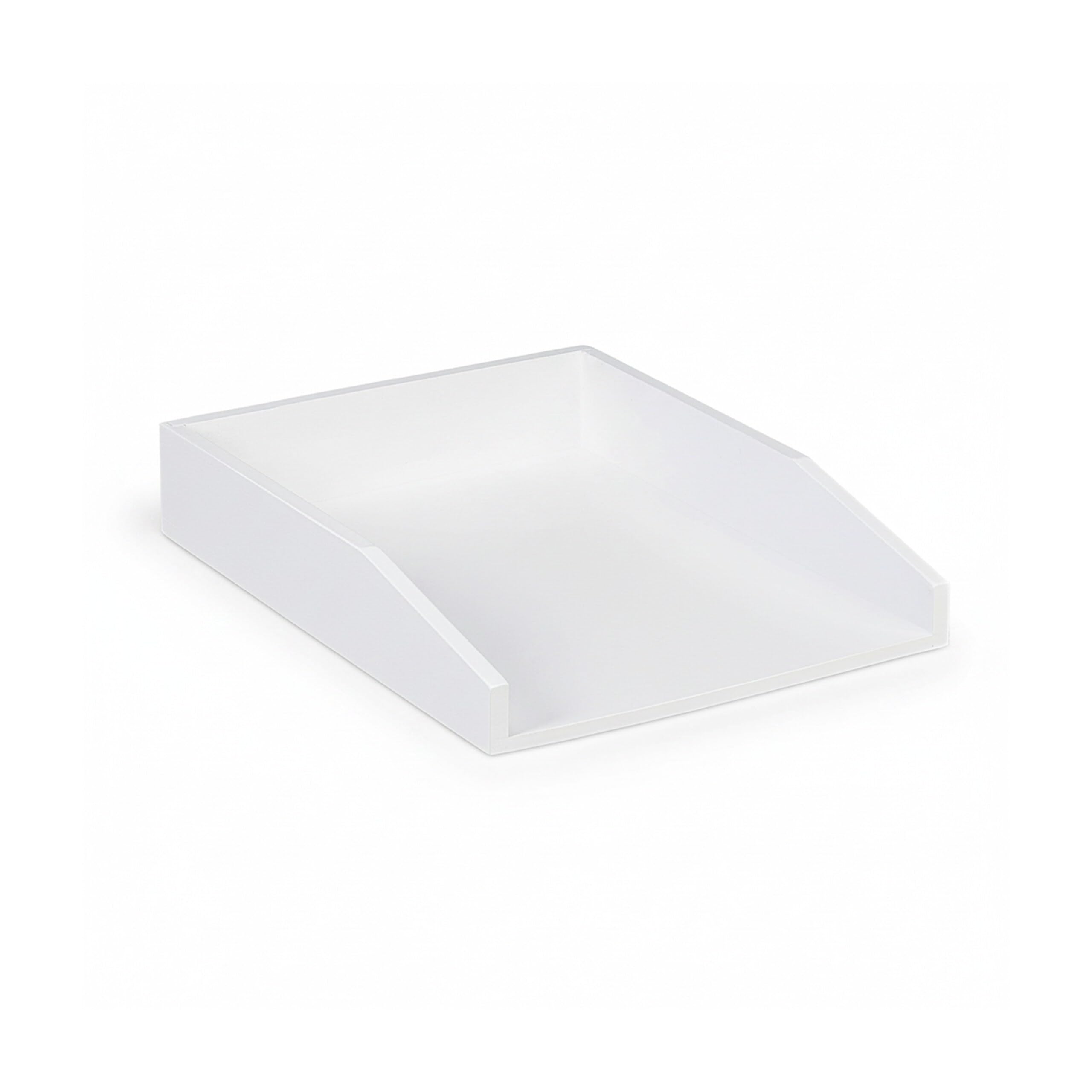 10 vassoi portadocumenti, impilabili, DIN A4, carta, ufficio, scrivania, portalettere in legno di bambù, 6 x 25 x 33 cm, bianco