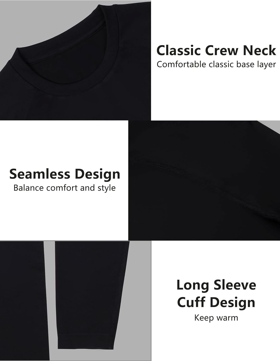 +MD Long Sleeve Shirts for Men, Quick Dry, Moisture Wicking T-Shirts for Gym, Workout, Running, Lightweight Crew Base Layer - Image 3