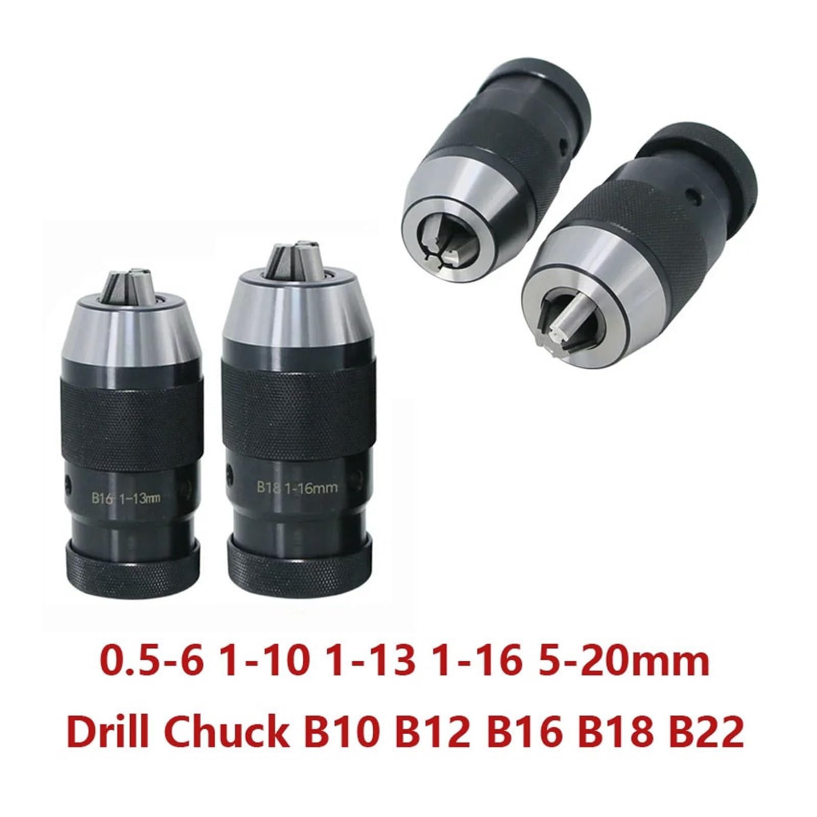 B10 B12 B16 B18 B22 Automatyczny samozaciskowy uchwyt wiertarski 0,5-6 1-10 1-13 1-16 5-20mm(B12 (1-10mm))