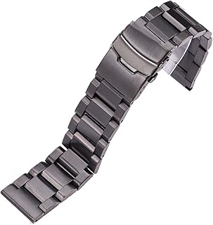 Stainless Steel Watch Band Metal Quick Release Watch Strap for Men Women Replacement Wristband General Adjustable Solid Metal Straight End Bracelet 18mm 19mm 20mm 21mm 22mm 23mm 24mm 25mm (25mm,Black)