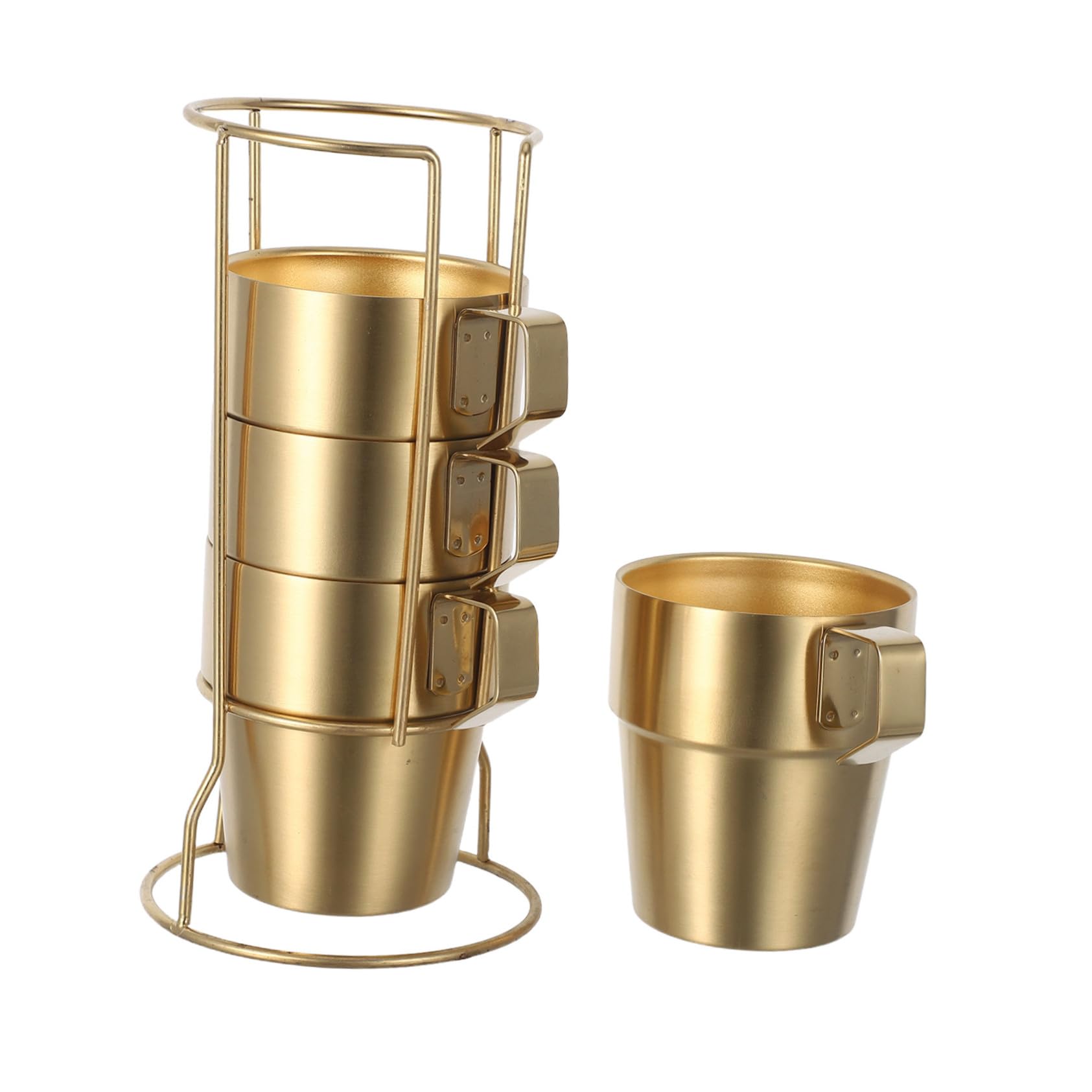 Tazas Infantiles de Acero Inoxidable Aisladas con Doble Pared y Asa Apilables con Soporte Dorado Taza Térmica para Café Té y Camping