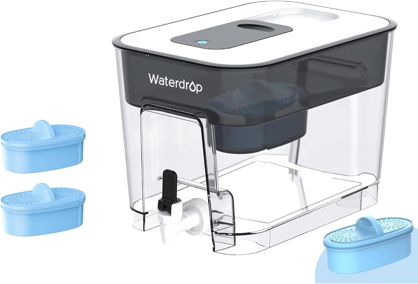 Waterdrop Alkaline Water Filter Dispenser, Large 40-Cup,and 2 Replacement Filters