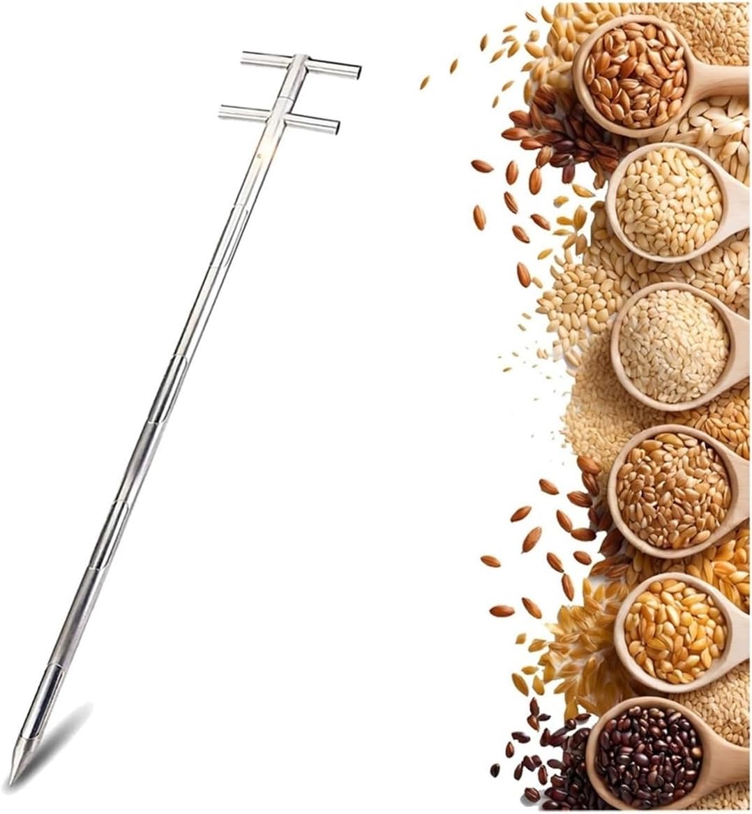 3 Slot Stainless Steel Sampler Probe - Double-Layer Sampling Tube for Grain, Fertilizer, Powder, and Feed - 32mm Diameter, 1m/3.2ft Length for Efficient Sampling