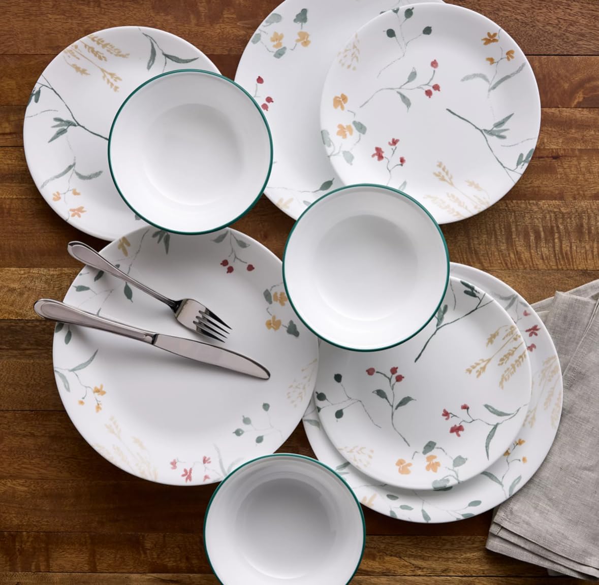 Corelle Vitrelle Signature Wildflower Scatter 12-Piece Dinnerware Set