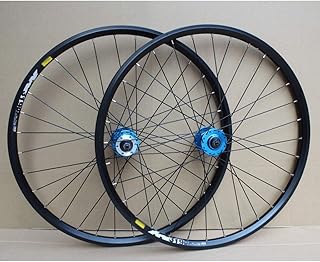 Juego de Ruedas para Bicicleta de montaña Rueda de Bicicleta con Freno de Disco/Llanta de 24 Pulgadas Llanta de Doble Capa Buje 32H para Velocidad 8/9/10 (Color: Azul, Tamaño: 24 Pulgadas)