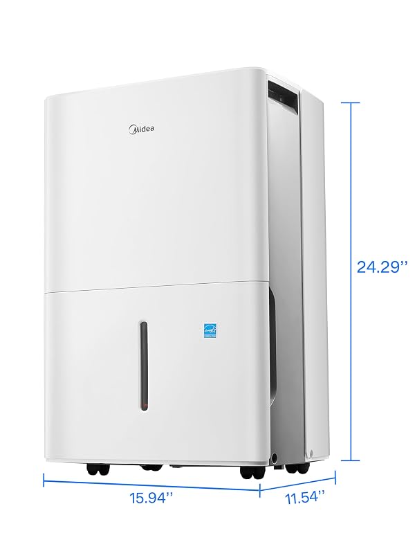 Midea 3,000 Sq. Ft. Dehumidifier for Basement, With Reusable Air Filter 35 Pint - Ideal For Basements, Large & Medium Sized Rooms, And Bathrooms (White) by Midea - Used condition - Image 8