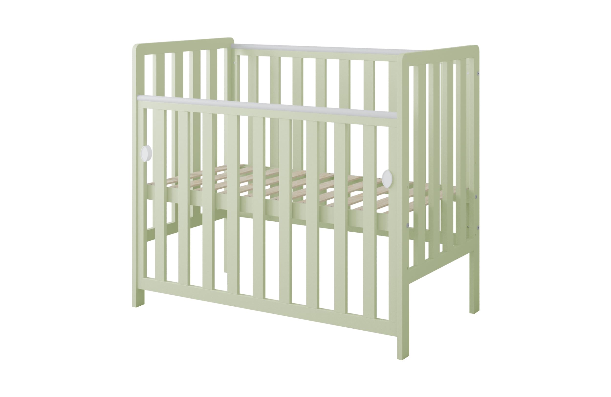 zee Bambi Mint Beistellbett Baby mit Rollen 100x50 cm Tragbar Babybett Verstellbarer Stubenwagen Kinder Bett im Minimalistischen Skandinavischen Stil 3-Fach Höhenverstellbar