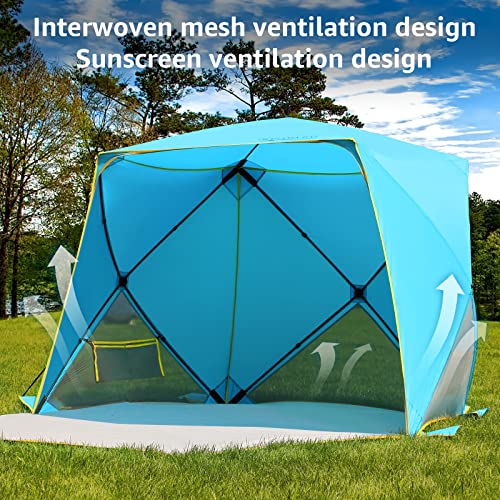 Old Bahama Bay Pop Up Beach Tent, Portable Shade Sun Shelter Upf50+ Uv Protection For 4 Person Extendable Floor For Fishing Hiking Camping, Waterproof Windproof(Blue) #TOP4