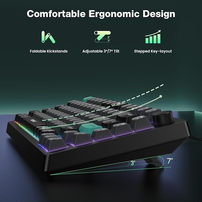 Teclado Gamer 75% Compacto Tecknet Cable USB miniatura 5