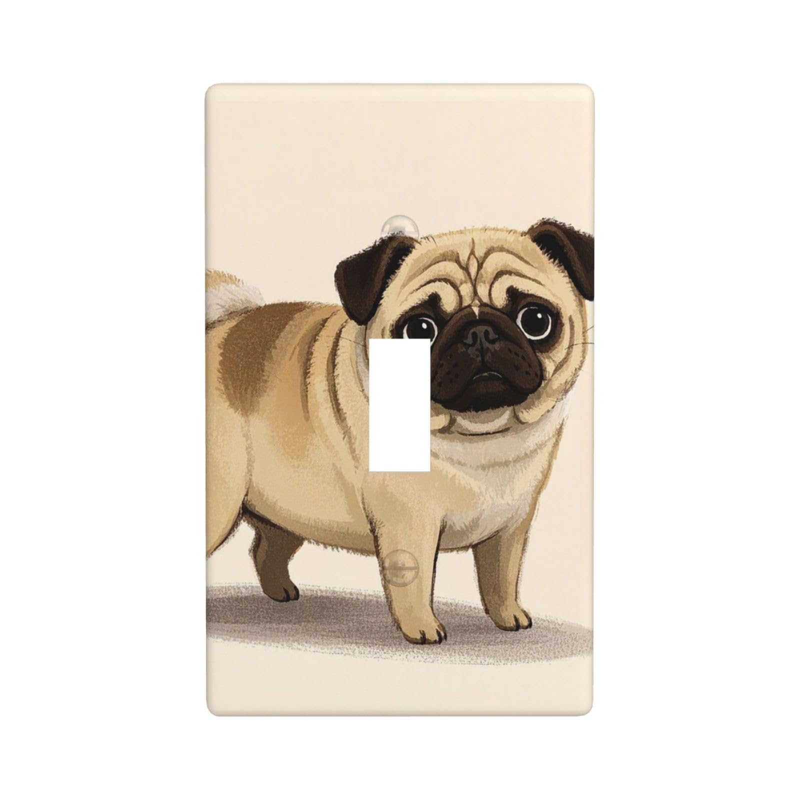 1-Gang Decorator Wall Plate cartoon pug Light Switch Cover Single Toggle Receptacle Outlet Wall Plate 4.5" x 2.8" Wallplate Unbreakable Polycarbonate Outlet Faceplates Covers