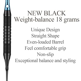 sanfeng Darts Plastic Tip Set with Black Barrel 18g for Electronic Dart Board with 50 Rubber O-Rings 6 Blue Alu Shafts Extra 50 Replacement Soft Tips Accessories