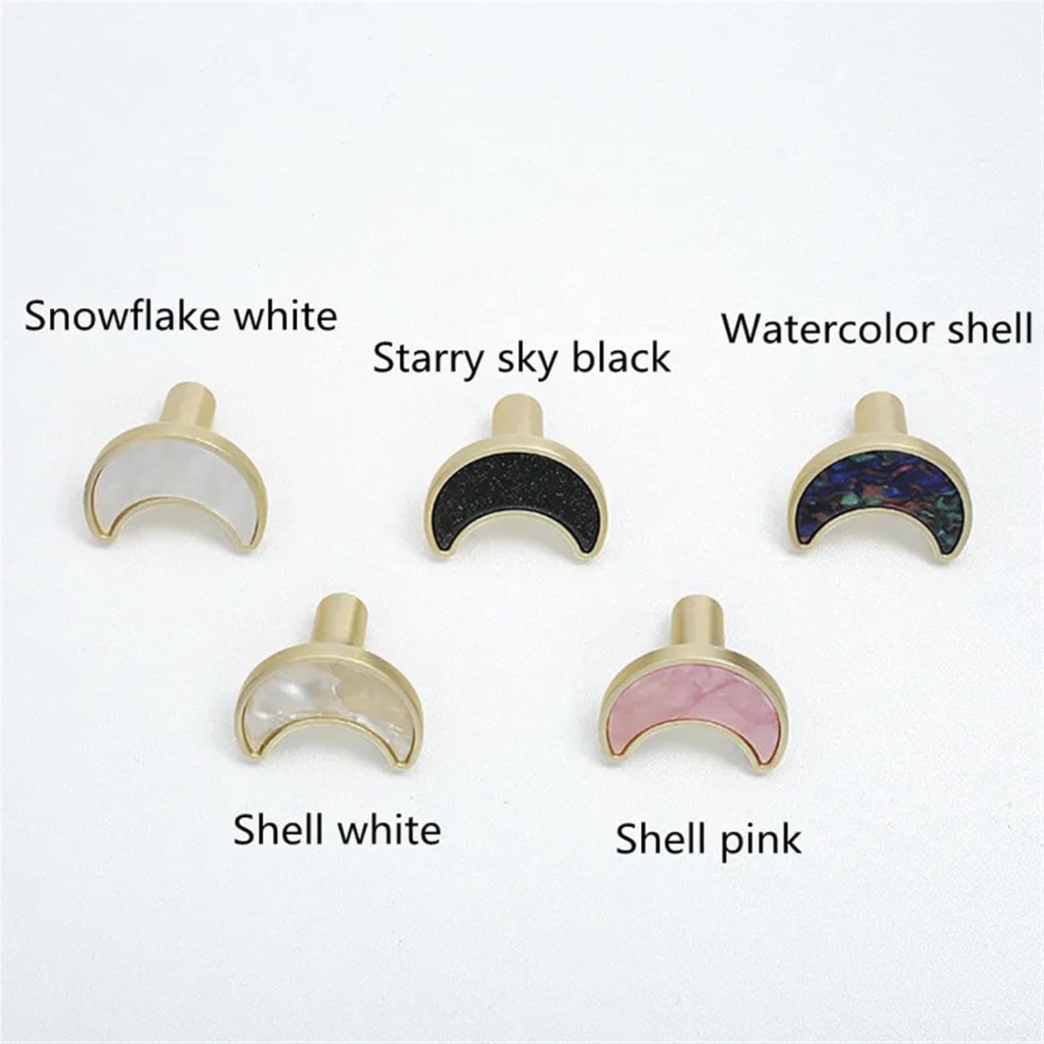 Simple Shell Furniture Door Handle Zinc Alloy Copper Brushed Wine Cabinet Dresser Drawer Knobs Furniture Hardware 2Pcs(Stars Shell White)
