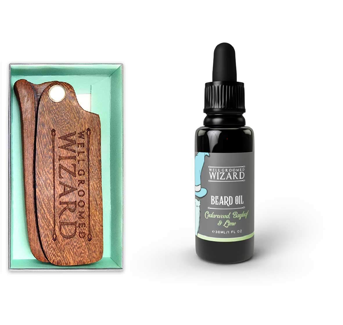 Comb & Oil Set | Well Groomed Wizard (Cedarwood, Bayleaf & Lime)