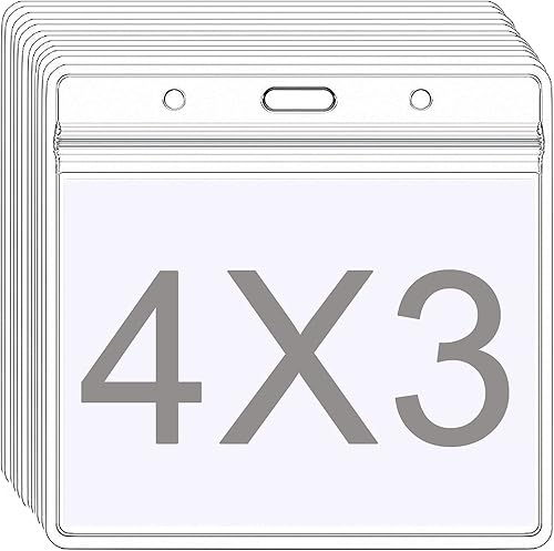 YOUOWO Paquete de 12 portatarjetas de 4 x 3 pulgadas, soporte grande horizontal de 3 x 4 pulgadas, soporte de identificación de nombre grande para
