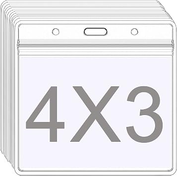 YOUOWO 12 Pack Badge Holders Card Protector 4 X 3 Badge Holder Large Horizontal 3x4 Name ID Holders Clear Plastic,for Large Name Tags Holder