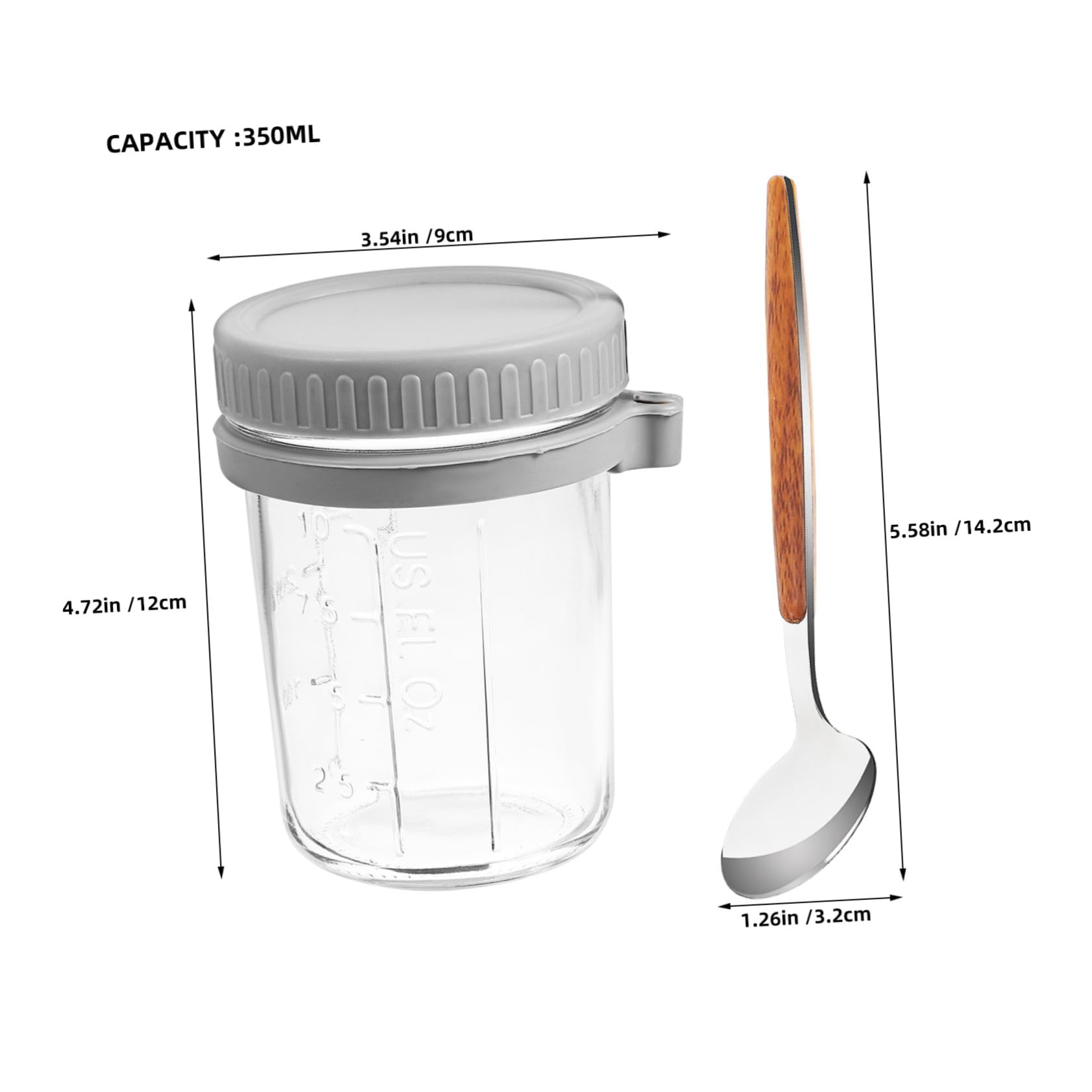 Toyvian 4pièces Pot à Yaourt Réutilisable pour Céréales avec Couvercle Bocal Verre pour Flocons Avoine Bol Déjeuner avec Couvercle Hermétique