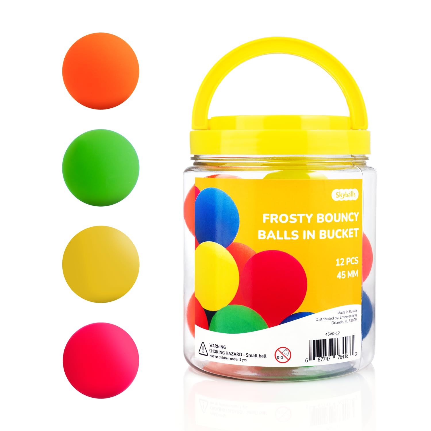 Entervending Bouncy Balls - Rubber Balls for Kids - Frosty Bounce Balls - Large Bouncy Ball 45 mm - Super Ball Vending Machine Toys - Bouncing Balls Party Favors