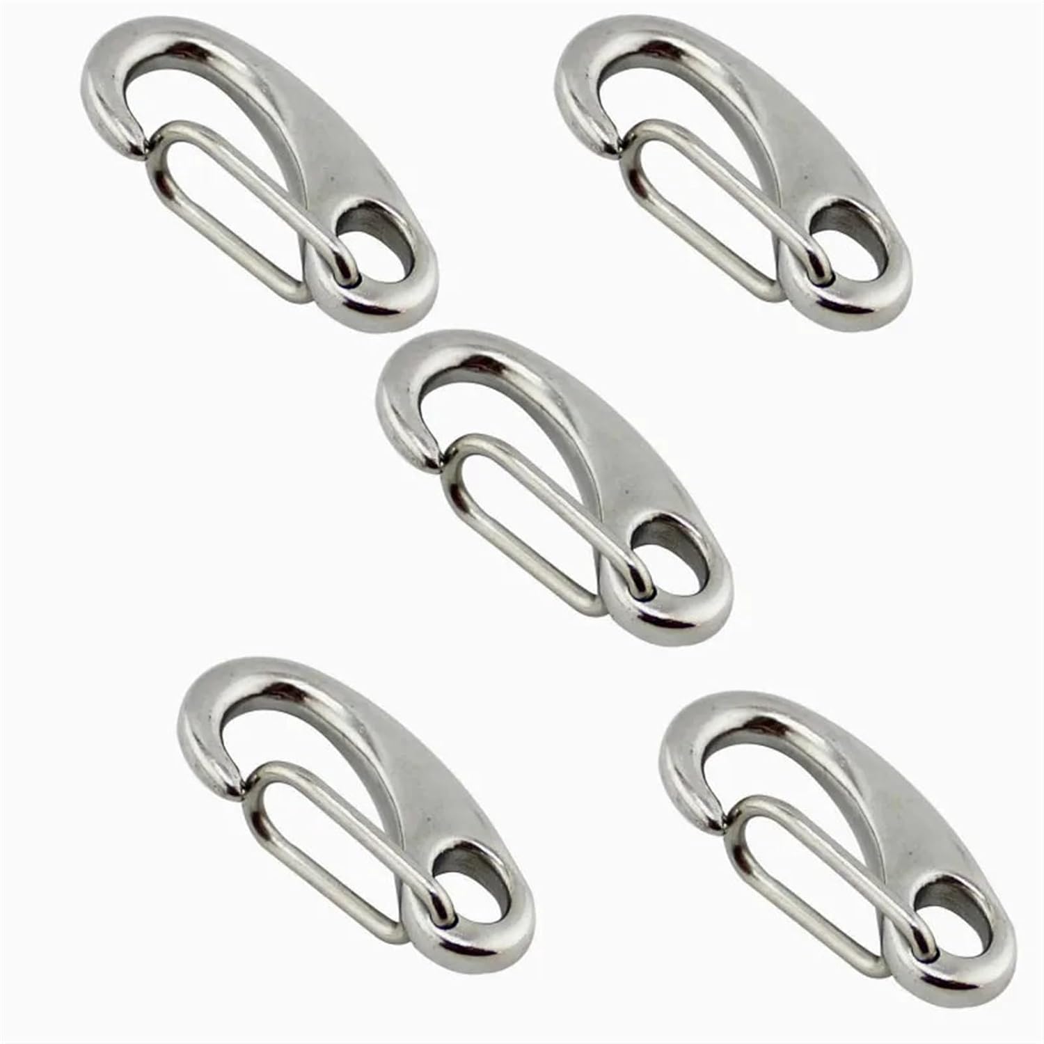 Snap Clips Snap Hooks 1/2/5Pcs Egg Shape Spring Marine 316 Stainless Steel Multifunctional Hiking Camping Belt Quick Release Hook(50mm(5pcs))