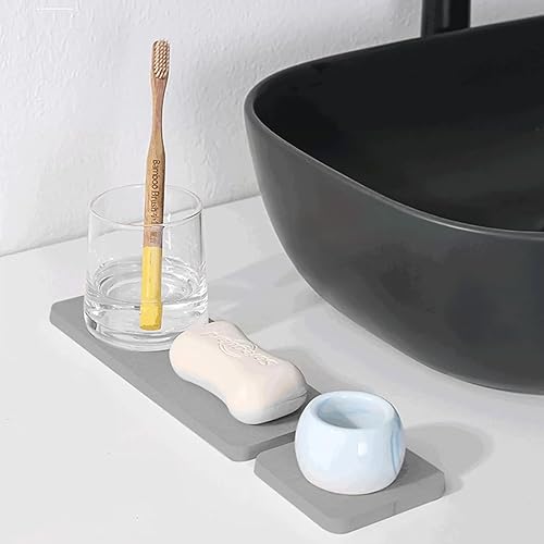 Miniatura 4 de Juego de 4 posavasos de diatomita absorbentes de agua, jabonera de tierra de diatomeas, bandeja de piedra absorbente de agua utilizada para jabones