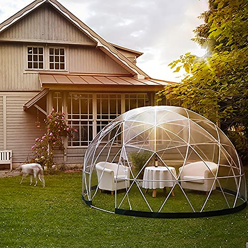 Gewächshaus Gartenkuppel Iglu, 3,6 x 2,2 m, PVC-Kuppelzelt, witterfest, Blasenzelt mit 2 x 10 m Lichterketten, transparente Hülsenabdeckung, Geodätsystem