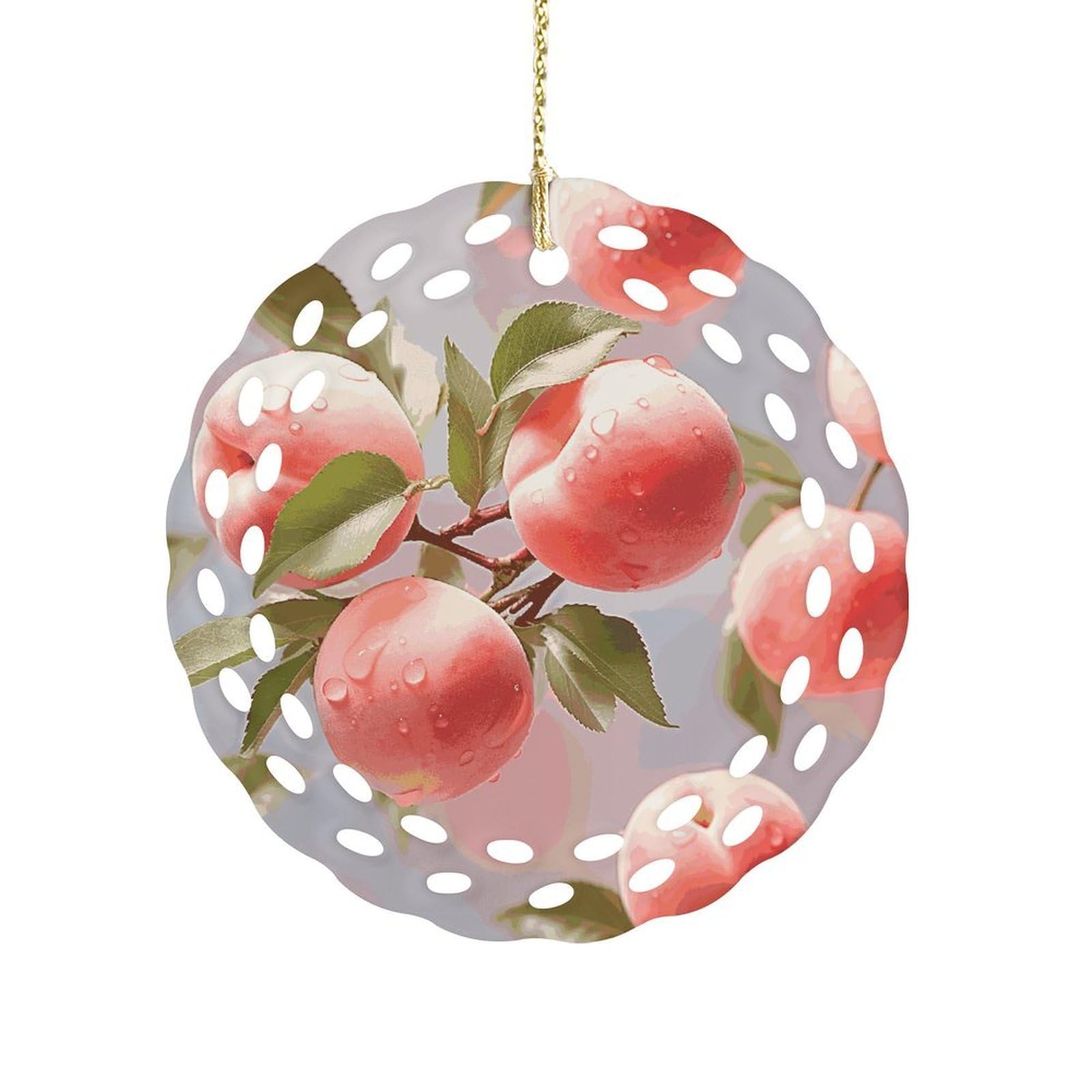 Pink Peach Christmas Ornament Holiday Hanging Decoration Xmas Tree Keepsake Personalized Xmas Tree Ornament Round Ceramic Ornaments for Keepsake Gifts Ideas Home Decor