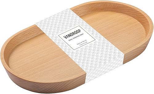 Miniatura 9 de Vandroop Bandeja de madera para servir para fiestas, bandeja de mesa de té y café, pequeño plato ovalado de madera para frutas y aperitivos, bandeja