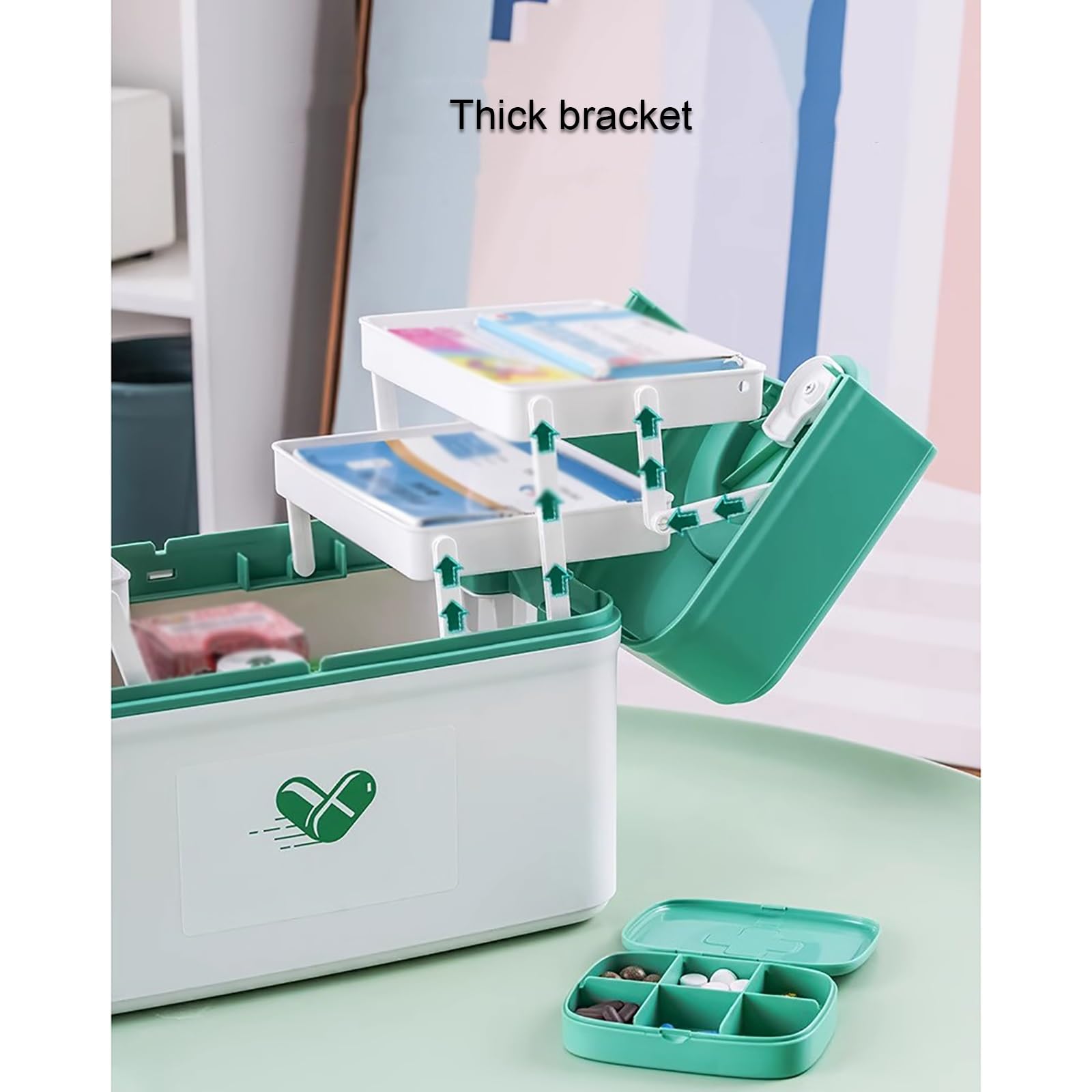 Scatola Porta Medicine, Porta Medicine, kit Pronto Soccorso, Scatola di Pronto Soccorso Portatile per la casa, Scatola Portautensili Multifunzione in Plastica con Maniglia(Red,Large)