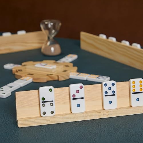 Miniatura 2 de Juvale Juego de 4 bandejas de madera para dominó, 13 pulgadas, madera natural, estantes personalizables sin terminar para accesorios de trenes