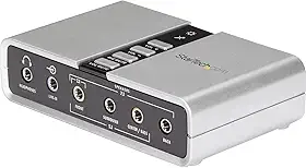 StarTech. Placa de som USB com 7.1 - Placa de som externa para laptop com áudio digital SPDIF - Placa de som para PC - Prata (ICUSBAUDIO7D)
