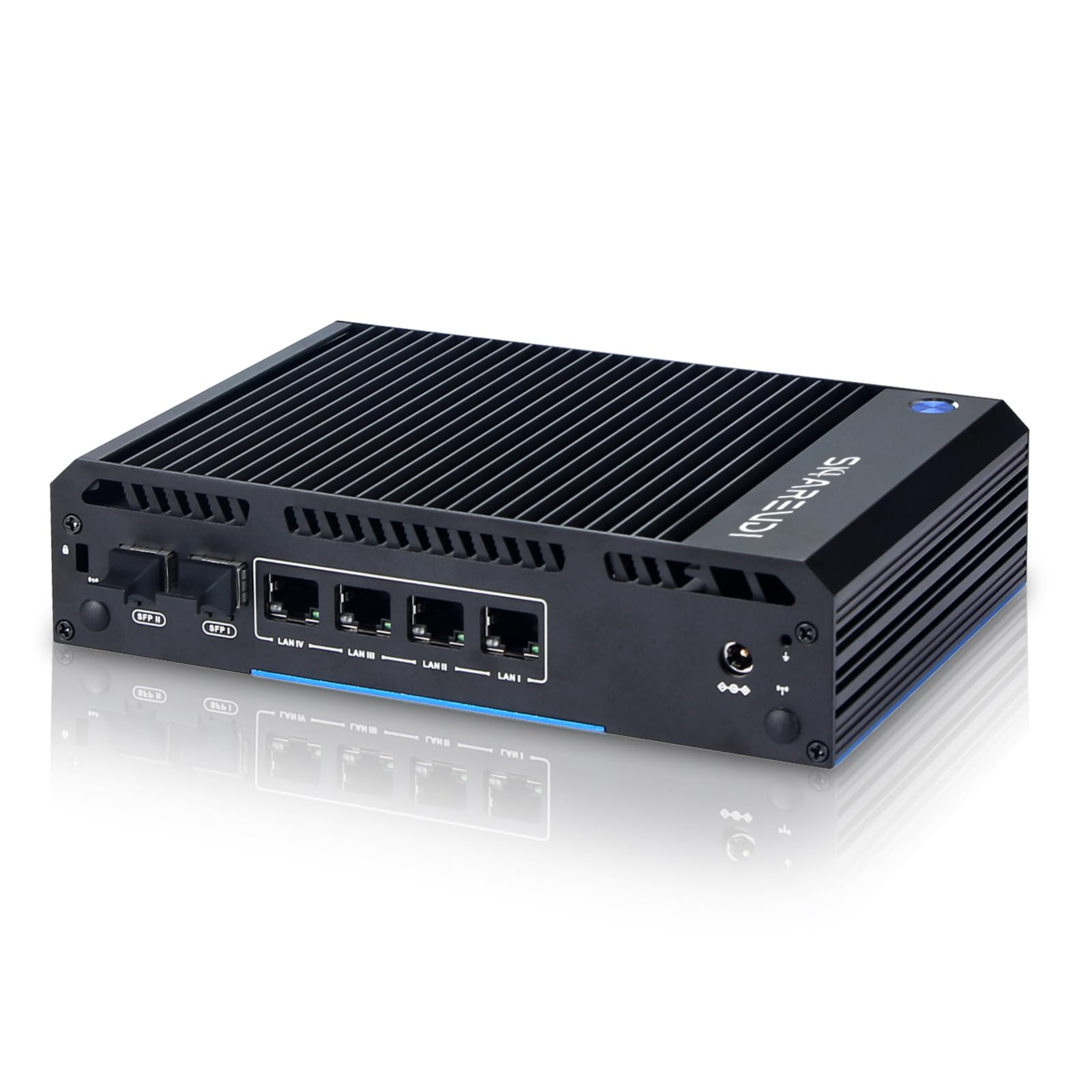 Firewall Mini PC Intel N150 Routeur 2X SFP+ 4X Intel i226 LAN Ethernet, passerelle réseau souple AES NI/HD/COM 8G DDR4 128G SSD M.2 NVME (Intel N150 sans ventilateur)
