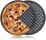 Pizza Pan With Holes, 2 Pack Carbon Steel Perforated Non-Stick Tray Tool Crispy 12inch Round for Home Kitchen