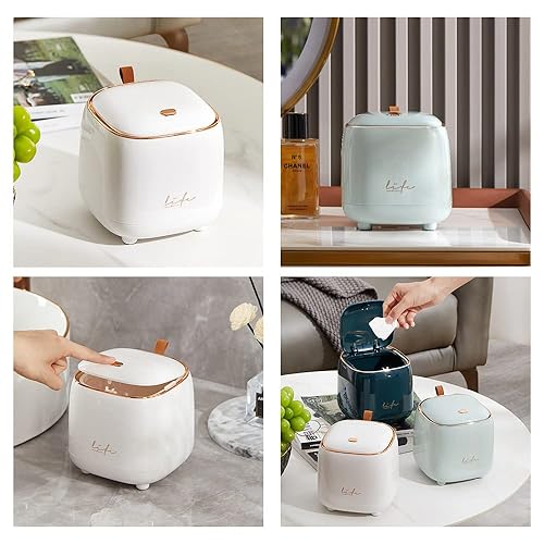 Miniatura 7 de Mini cubo de basura para encimera con 5 rollos de bolsas de basura cubo de basura con tapa tipo prensa dispensador de basura de 1 galón4 litros mini