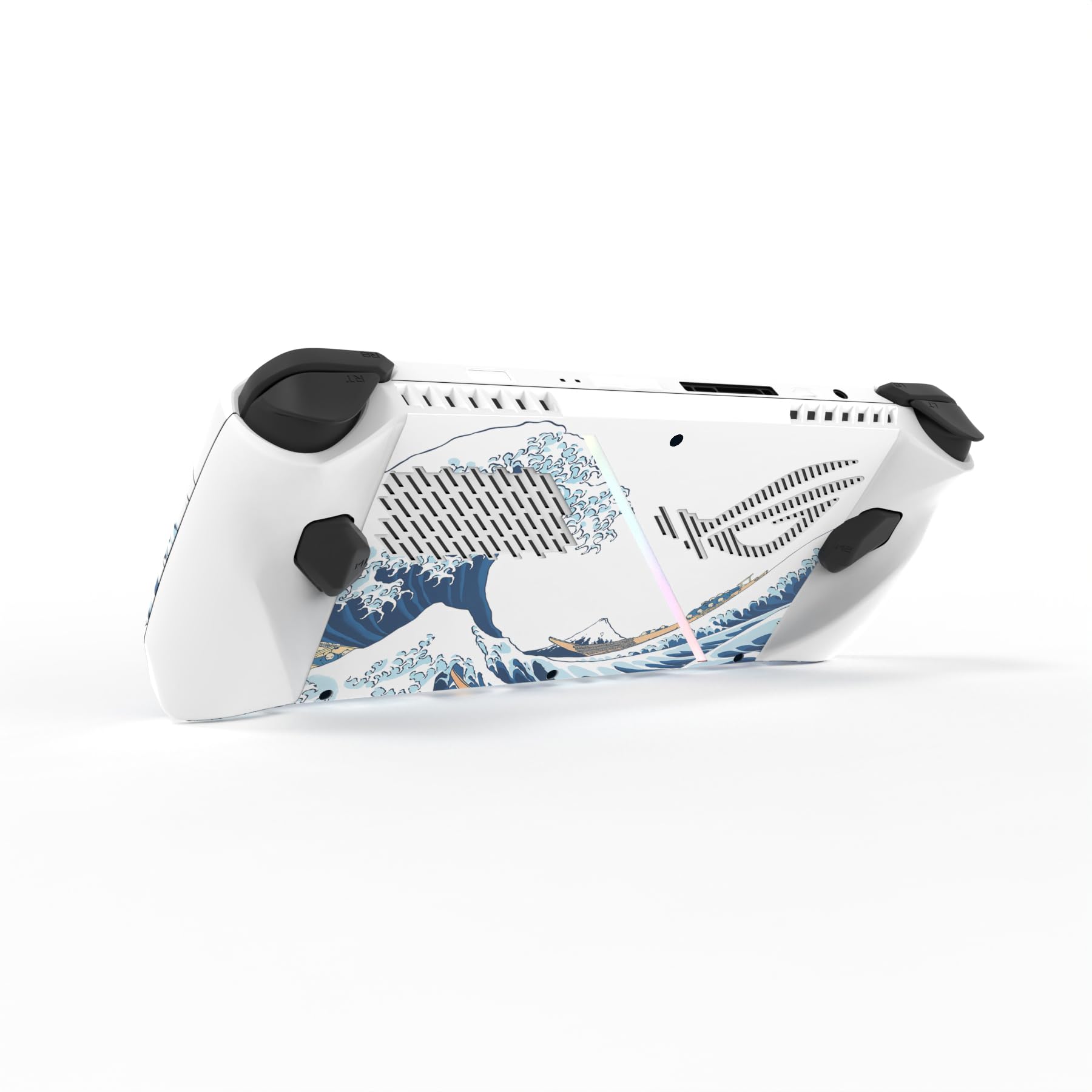 playvital Adesivo Skin per ROG Ally,Adesivi Decal Sticker Vinile Protettiva per ROG Ally Console(2 Set)-Grande Onda Bianca