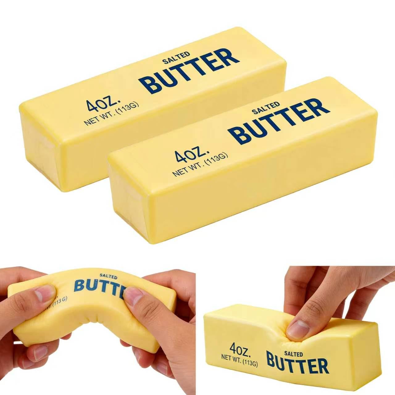 Photo 1 of 2 PCS Butter Squishy – Slow Rising Squishy Butter Stick, Realistic Food Fidget Toys, Stress Relief & Anxiety Relief, Soft PU Material, Portable 5.5 Inch Squeeze Toys for Office & Home