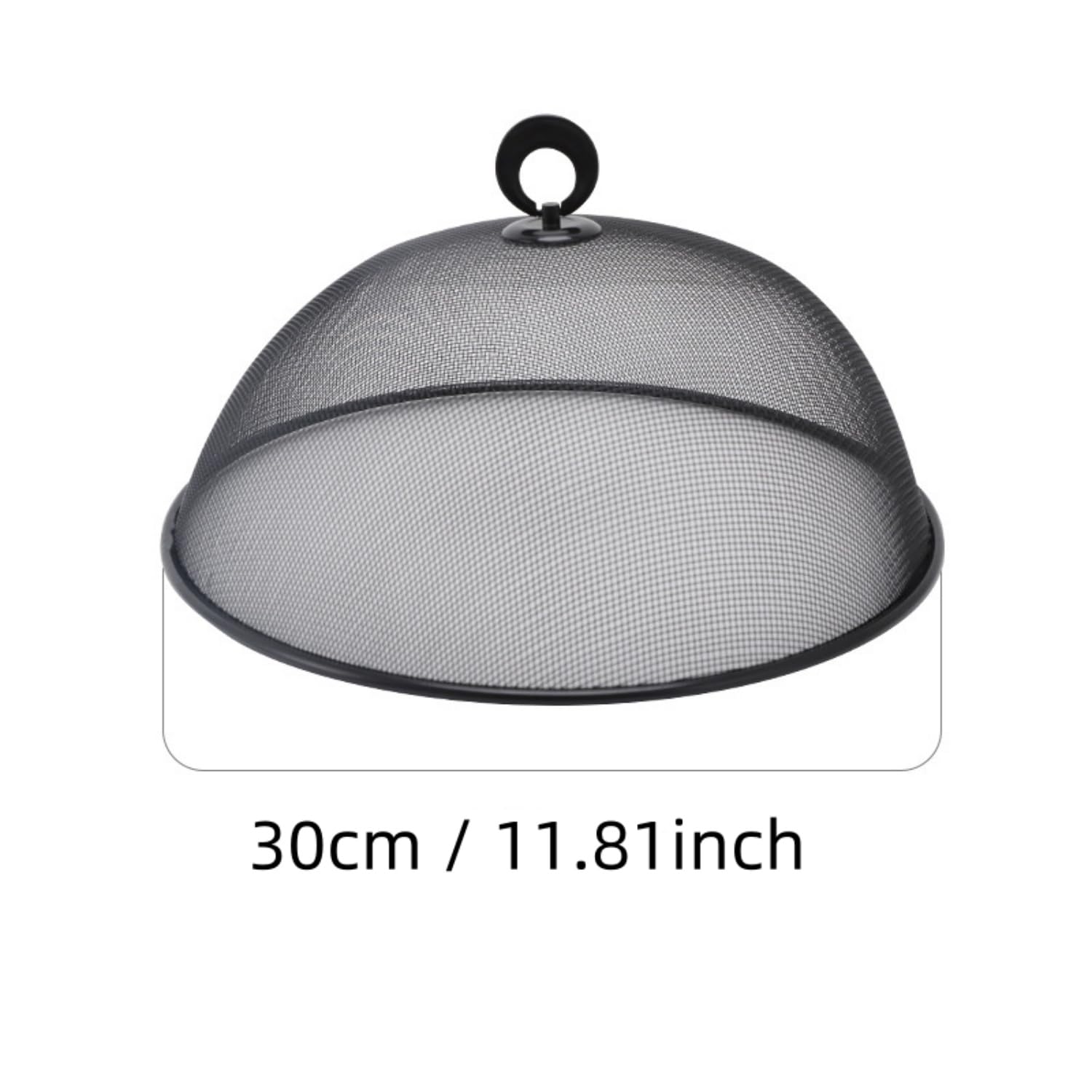 Copertura rotonda per alimenti, in rete metallica, riutilizzabile, protezione per alimenti, a cupola, copertura per alimenti, tende da picnic, copertura per torte, per cucina, cibo, verdure (nero, 30