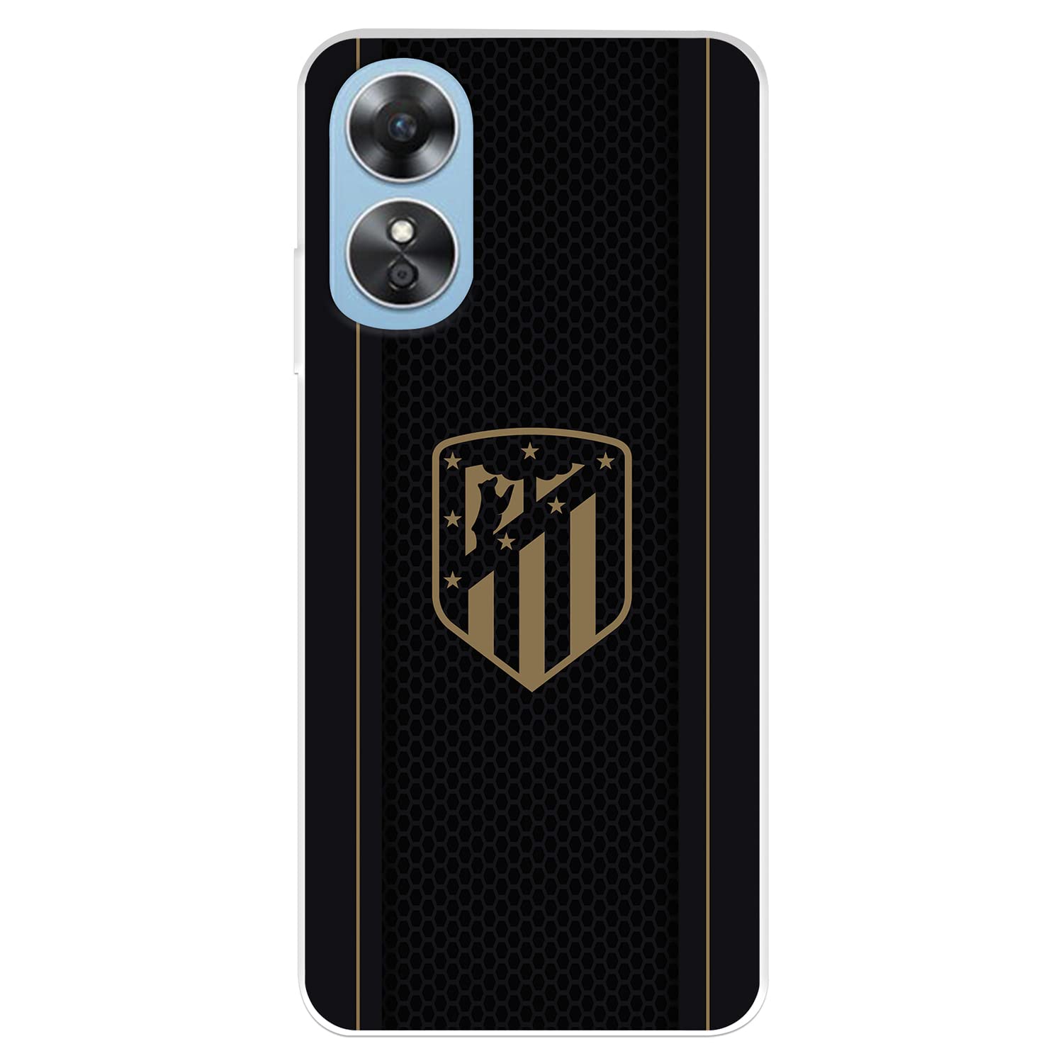 Funda para iPhone 14 del Atlético de Madrid Escudo Dorado Fondo Negro para Proteger tu móvil. Carcasa de Silicona Flexible con Licencia Oficial de Licencia Oficial Atlético de Madrid