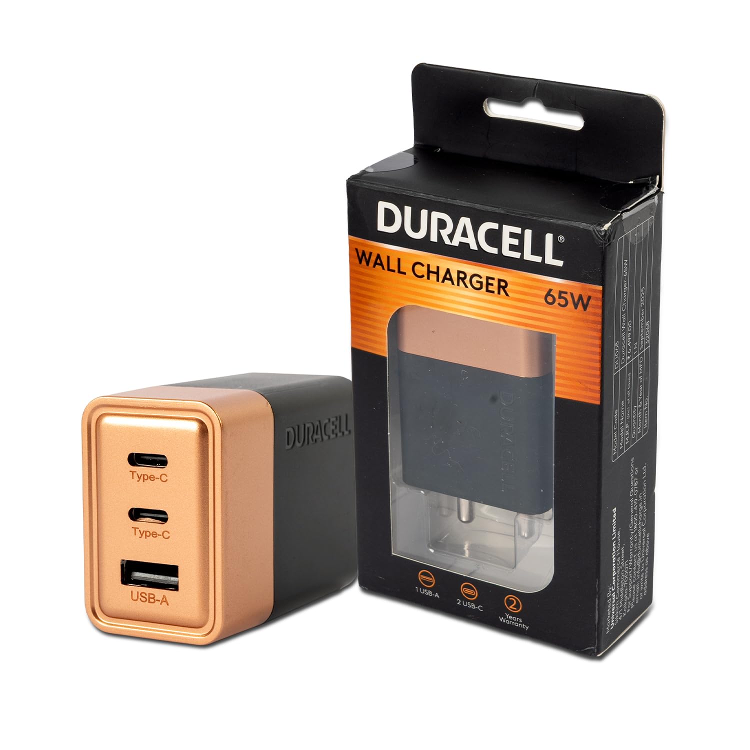 DURACELL 65 Watts Fast Wall Charger Adapter, 3 Port, 1 USB A, 2USB C,Fast Charging Compatible with iPhone, iPad, Samsung Galaxy, Note, Redmi, Mi, Oneplus, Oppo, Vivo Smartphones, DU068-image-43