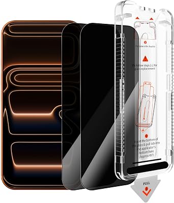 2-Pack Privacy Screen iPhone 17 Pro Max & iPhone 16 Pro Max, 28 Anti-Spy iPhone 17 Pro Max Screen Protector, 9H Durable Tempered Glass, Easy Dust-Free Installation, Face ID Compatible, Case Friendly