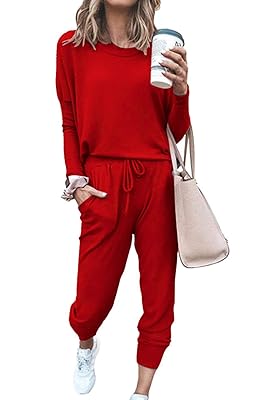 PRETTYGARDEN Women Fall 2 Piece Lounge Outfit Long Sleeve Tops High Waisted Jogger Pants Set Spring Travel Clothes Tracksuit
